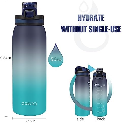 Opard 30oz Sports Water Bottle with Leak Proof Flip Top Lid BPA Free Tritan Reusable Plastic for Gym and Outdoor - Image 2