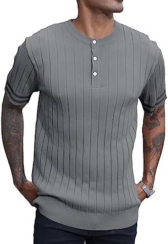 CTU Mens Fashion Knit Button Henley Shirts Short Sleeve Casual T-Shirts Polo Golf Shirts for Men - Image 4