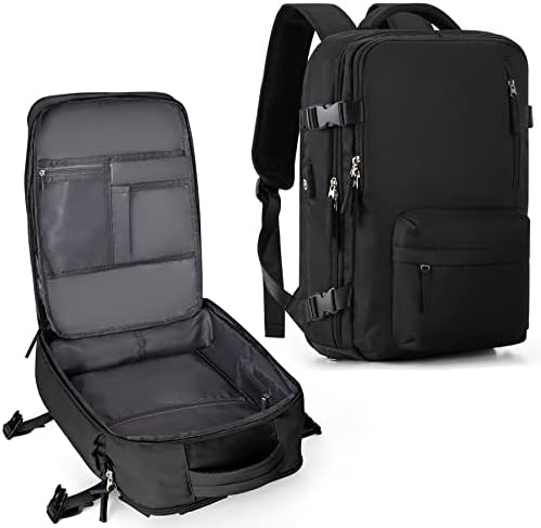 Large Travel Backpack Women, Carry On Backpack,Hiking Backpack Waterproof Outdoor Sports Rucksack Casual Daypack Fit 14 Inch Laptop with USB Charging Port Shoes Compartment, Black