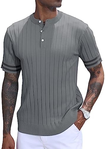 CTU Mens Fashion Knit Button Henley Shirts Short Sleeve Casual T-Shirts Polo Golf Shirts for Men - Image 3