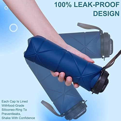 Mefold Collapsible Water Bottles Reusable LeakProof Silicone Water Bottle BPA Free Foldable Sports Bottles & straw 20oz Bottle & Strap for Office Gym Hiking Biking Outdoor 600ML - Image 5