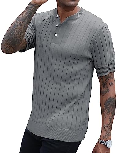CTU Mens Fashion Knit Button Henley Shirts Short Sleeve Casual T-Shirts Polo Golf Shirts for Men - Image 8