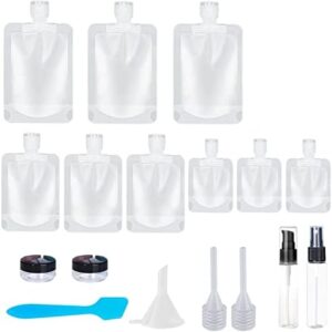 SEQUHITKU 17 Pack Travel Pouches for Toiletries,TSA Approved,Travel Size Portable Containers,Stand Up Pouch,Refillable Travel Accessories for Shampoo Conditioner Lotion Soap Liquids (A-17pcs)