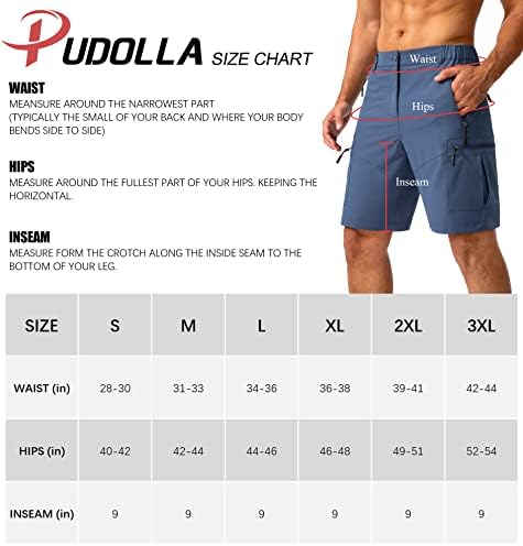 Pudolla Men's Hiking Cargo Shorts 9" Lightweight Outdoor Work Shorts for Men Travel Golf Camping Casual with 5 Zipper Pockets - Image 7