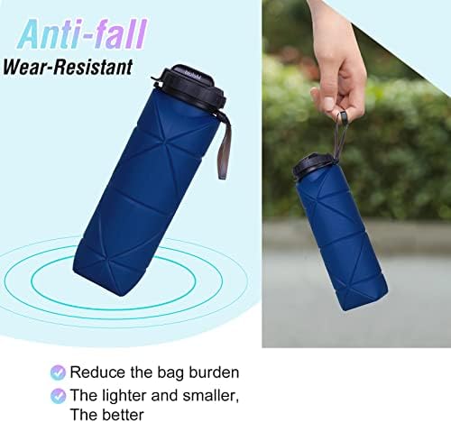 Mefold Collapsible Water Bottles Reusable LeakProof Silicone Water Bottle BPA Free Foldable Sports Bottles & straw 20oz Bottle & Strap for Office Gym Hiking Biking Outdoor 600ML - Image 4