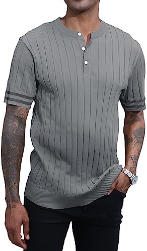 CTU Mens Fashion Knit Button Henley Shirts Short Sleeve Casual T-Shirts Polo Golf Shirts for Men - Image 6