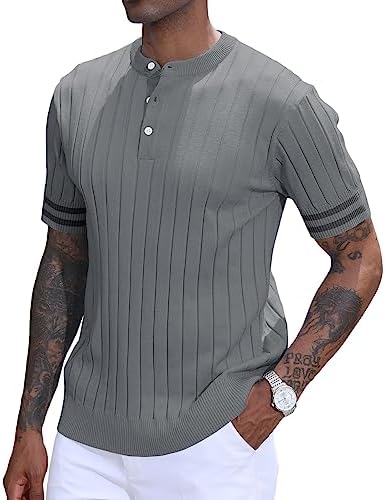 CTU Mens Fashion Knit Button Henley Shirts Short Sleeve Casual T-Shirts Polo Golf Shirts for Men - Image 5