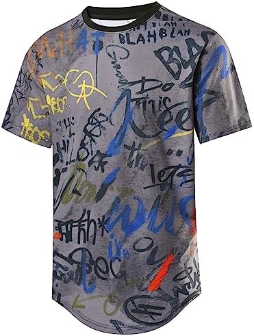 DEOLAX Mens T Shirt Men‘s Fashion Crew Neck T-Shirts Casual Classic Tees Men Short Sleeve Longline Hipster Hip Hop Tee