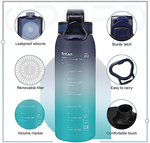 Opard 30oz Sports Water Bottle with Leak Proof Flip Top Lid BPA Free Tritan Reusable Plastic for Gym and Outdoor - Image 4