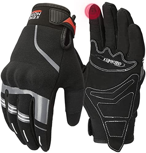 kemimoto Motorcycle Gloves with Built-in Shell, Breathable, Touchscreen Riding Gloves with Hard Knuckle for Outdoor Sports, Motorcross Gloves for Motorbike Racing Dirt Bike ATV UTV M