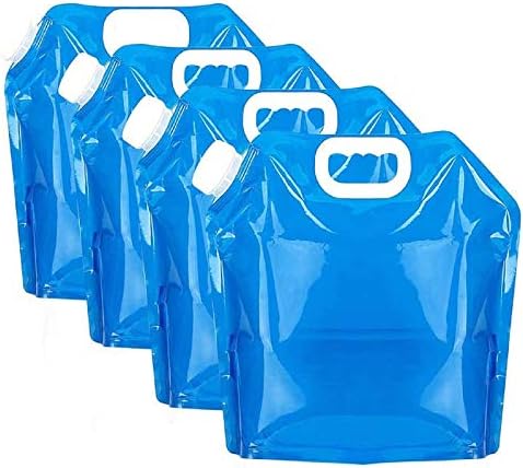 Redmoon 4Pcs 5L Collapsible Water Container, BPA Free,Outdoor Folding Travel Climbing Camp Emergency Water Bag Container Package for Sport Camping Riding Mountaineer, Food Grade