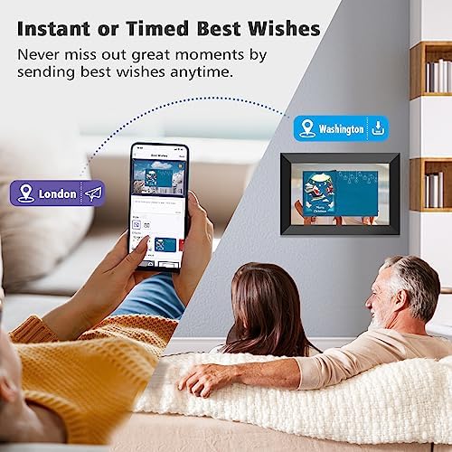 MaxAngel Digital Picture Frame 10.1 Inch WiFi Electronic Photo Frame 16GB Storage SD Card Slot Desktop IPS Touch Screen HD Display Auto-Rotate Slideshow Share Videos Photos Remotely Via App - Image 7