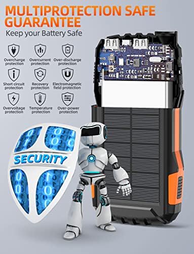 Power-Bank-Solar-Charger - 42800mAh Power Bank,Portable Charger,External Battery Pack 5V3.1A Qc 3.0 Fast Charging Built-in Super Bright Flashlight (Light Orange) - Image 7