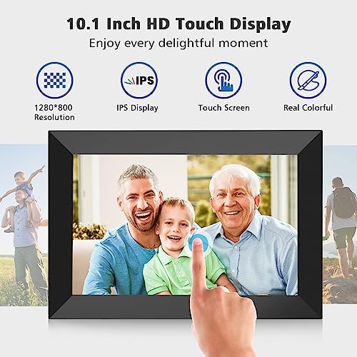 MaxAngel Digital Picture Frame 10.1 Inch WiFi Electronic Photo Frame 16GB Storage SD Card Slot Desktop IPS Touch Screen HD Display Auto-Rotate Slideshow Share Videos Photos Remotely Via App - Image 3