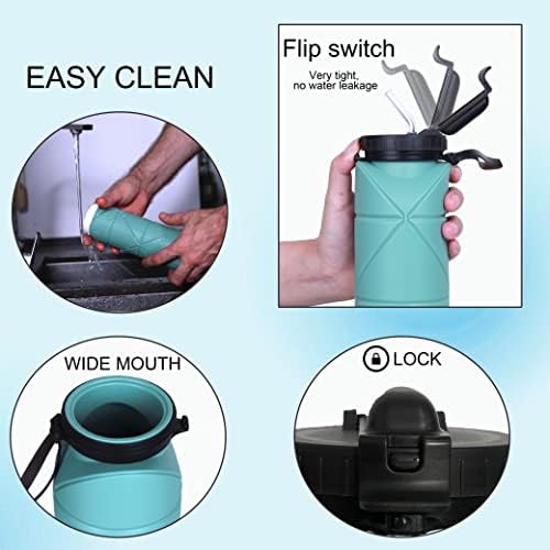Mefold Collapsible Water Bottles Reusable LeakProof Silicone Water Bottle BPA Free Foldable Sports Bottles & straw 20oz Bottle & Strap for Office Gym Hiking Biking Outdoor 600ML - Image 6