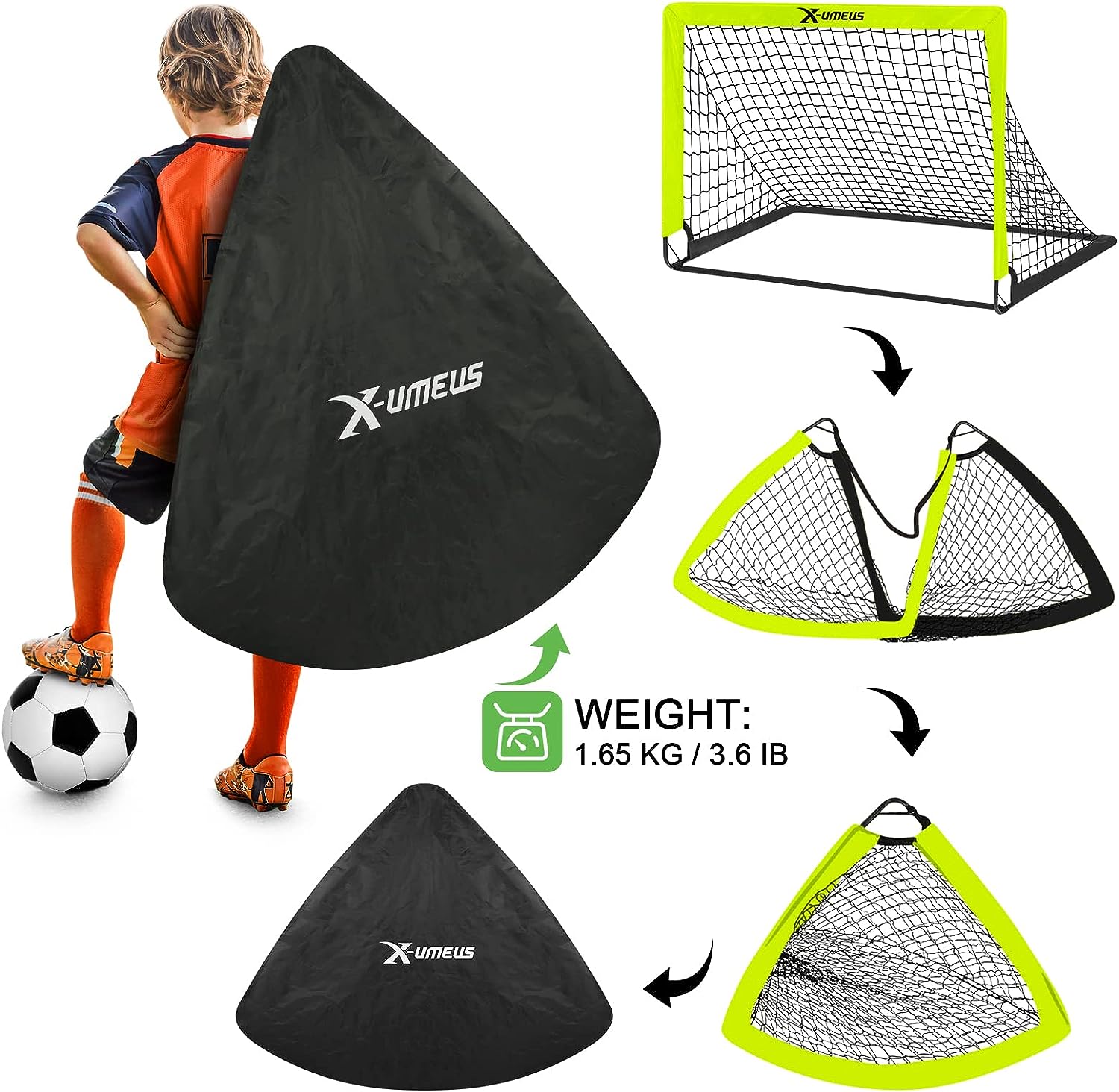 Kids Soccer Goals for Backyard, 4' x 3' Pop Up Toddler Soccer Goal Training Equipment with Soccer Ball, Agility Ladder and Cones, Portable Soccer Nets for Backyard for Kids Youth Outdoor Sports Games - Image 4