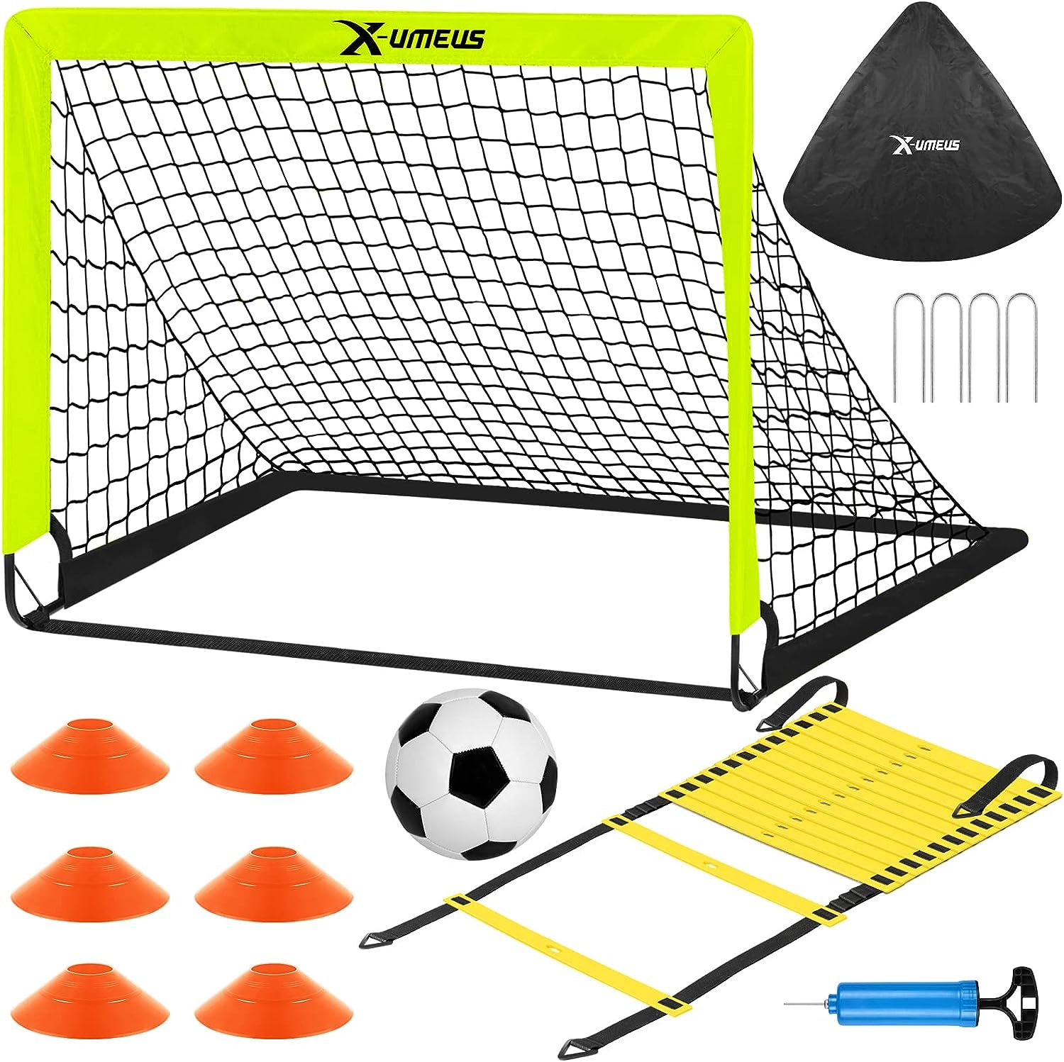Kids Soccer Goals for Backyard, 4' x 3' Pop Up Toddler Soccer Goal Training Equipment with Soccer Ball, Agility Ladder and Cones, Portable Soccer Nets for Backyard for Kids Youth Outdoor Sports Games