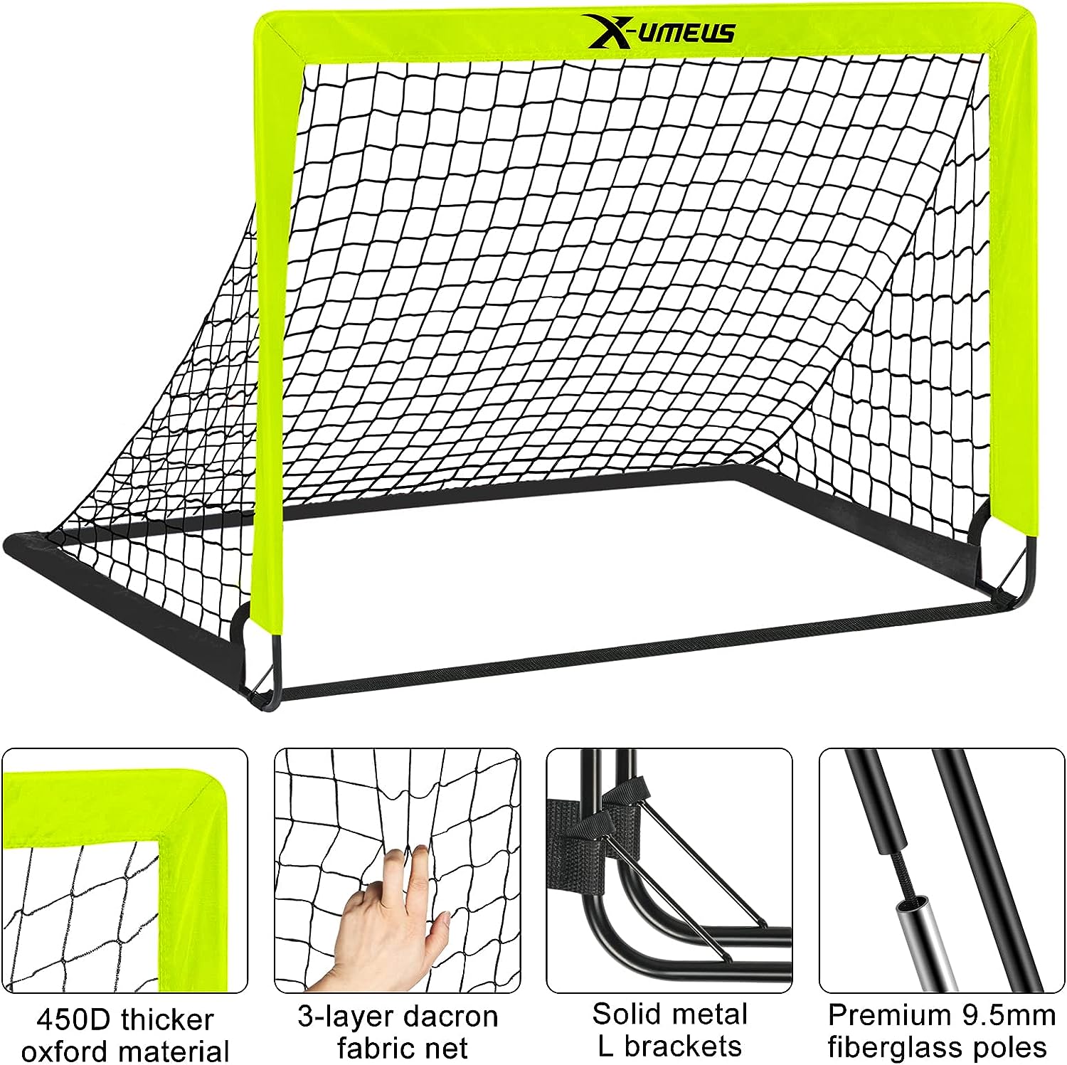 Kids Soccer Goals for Backyard, 4' x 3' Pop Up Toddler Soccer Goal Training Equipment with Soccer Ball, Agility Ladder and Cones, Portable Soccer Nets for Backyard for Kids Youth Outdoor Sports Games - Image 3