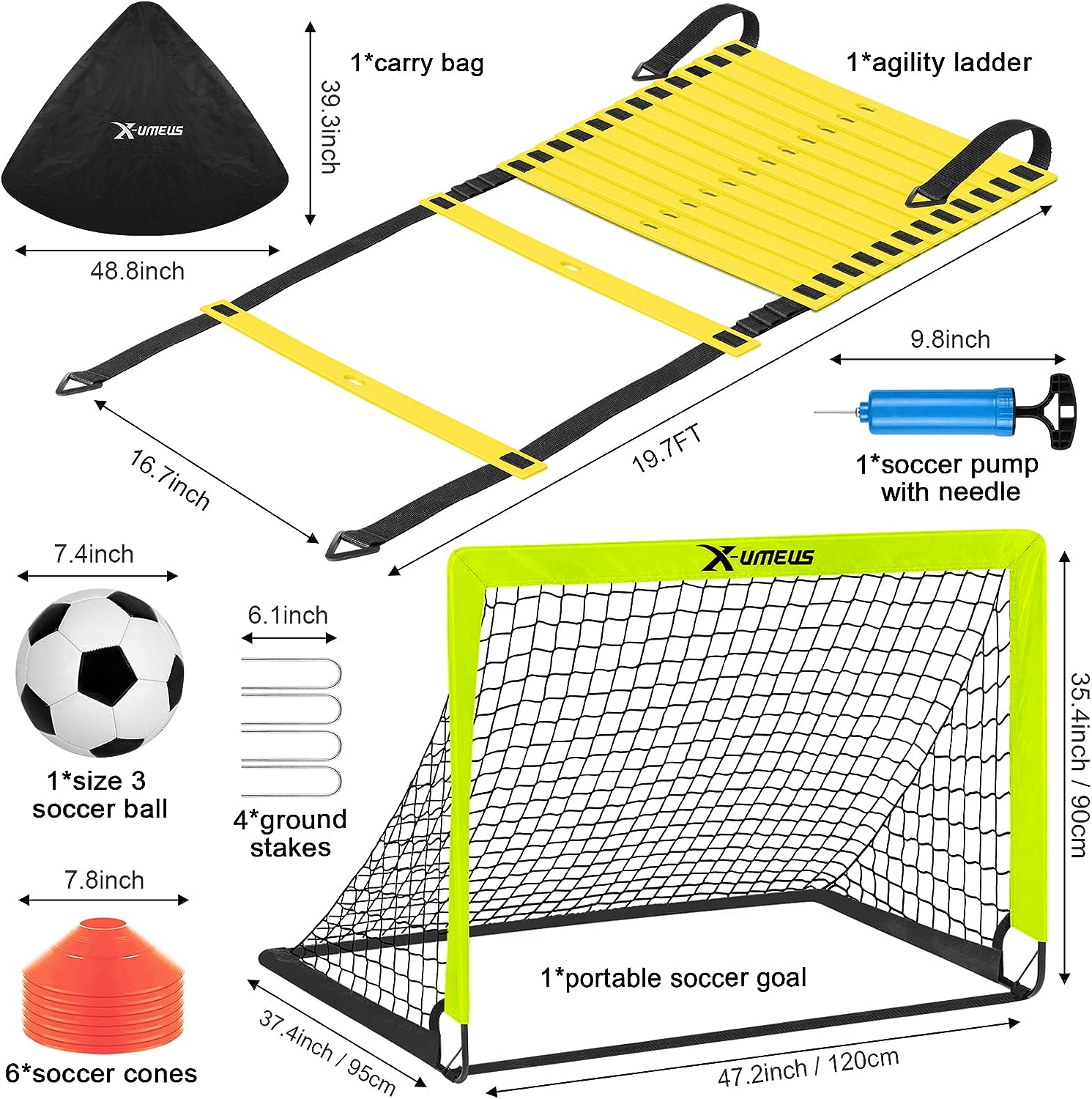 Kids Soccer Goals for Backyard, 4' x 3' Pop Up Toddler Soccer Goal Training Equipment with Soccer Ball, Agility Ladder and Cones, Portable Soccer Nets for Backyard for Kids Youth Outdoor Sports Games - Image 2