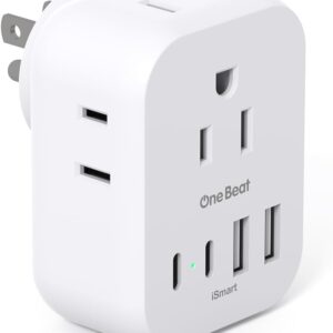 Travel Cruise Ship Essentials, Multi Plug Wall Outlet Extender with 4 Outlets 4 USB (2 USB-C), Cruise Approved Power Strip Non Surge Protector, Plug Adapter, Travel Cruise Must Have Accessories