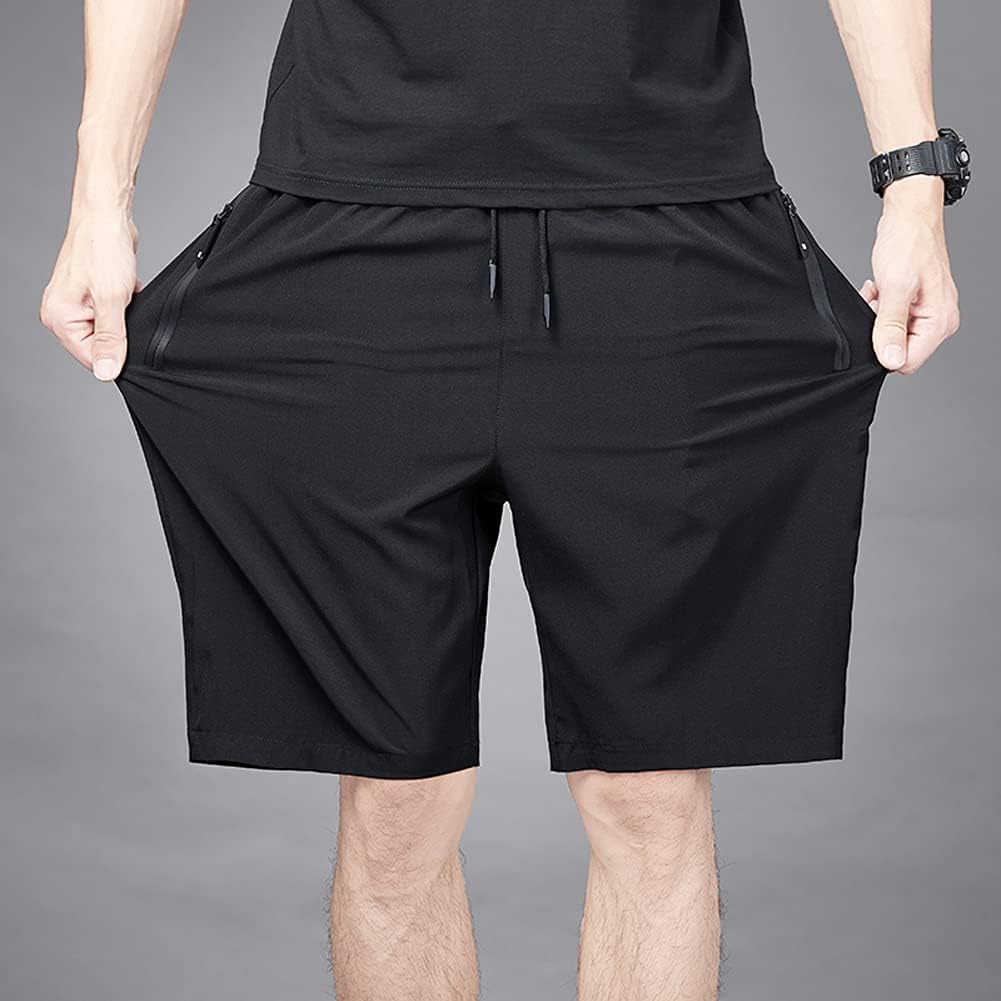 Mens Gym Workout Shorts Quick Dry Lightweight Athletic Shorts for Training Running with Zipper Pockets - Image 5
