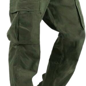 Wabtum Mens Fashion Cargo Pants - Casual Cotton Tapered Stretch Twill Drawstring Athletic Joggers Sweatpants