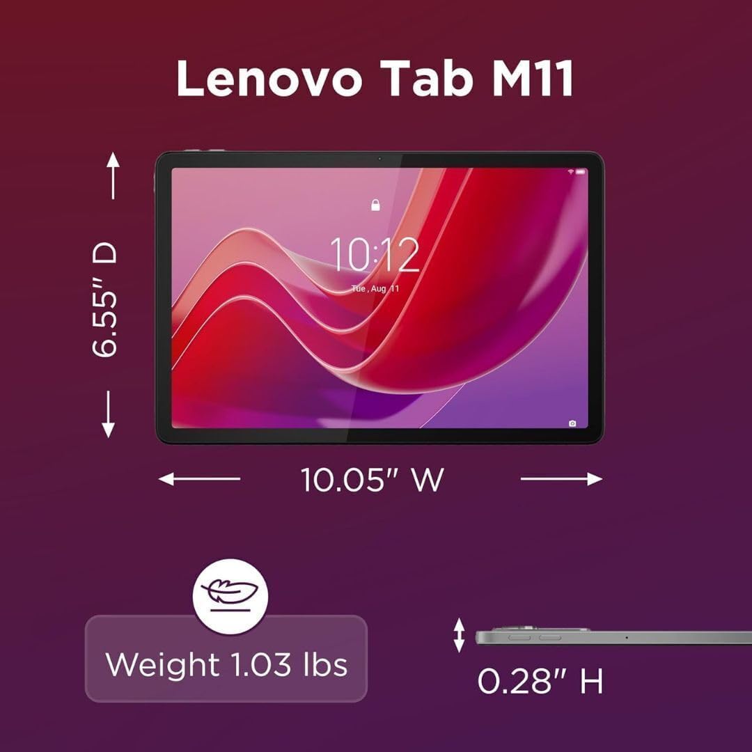 Lenovo Tab M11, 11” Display, MediaTek Helio G88 Octa-Core, 4GB RAM, 64GB SSD, 1920x1200 px, Ambient Light-Sensor, 10 Hour Battery, Comes w/Pen, Luna Grey - Image 5