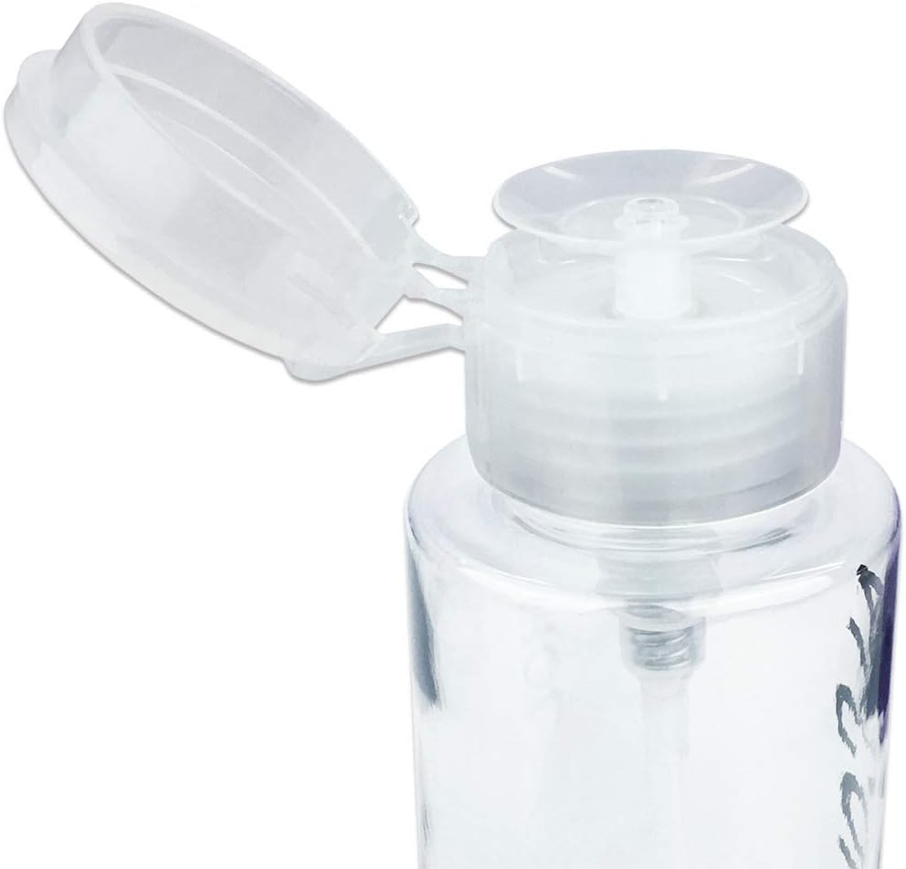 7oz Push Down Pump Dispenser Flip Top Cap Refillable Empty Bottle - Clear with Word Imprint - Lockable Travel Cosmetic Packaging Empty Bottle for Nail Polish Manicure - Image 4