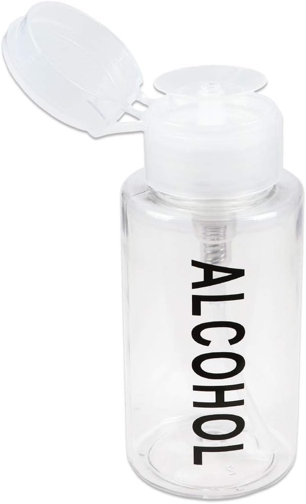 7oz Push Down Pump Dispenser Flip Top Cap Refillable Empty Bottle - Clear with Word Imprint - Lockable Travel Cosmetic Packaging Empty Bottle for Nail Polish Manicure - Image 3