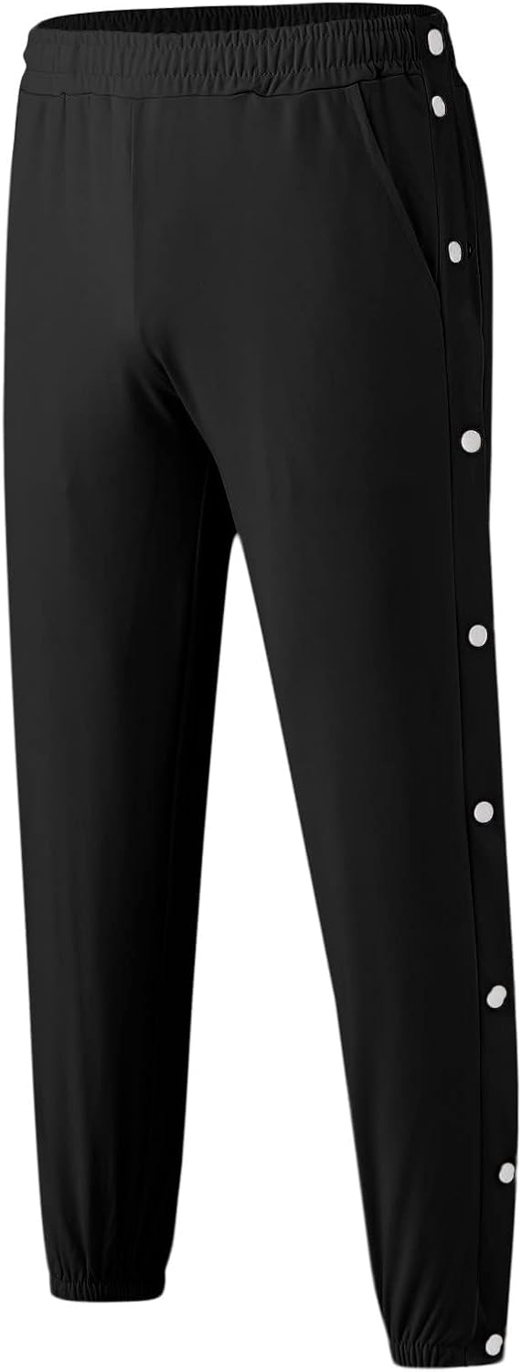 Men's Sweatpants Tear Away Basketball Pants High Split Snap Button Loose Pants Jogger Workout Trousers with Pockets - Image 3
