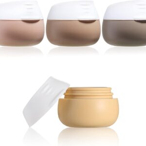 TSA Approved Travel Size Containers for Toiletries, Gemice Silicone Jars, Leak-proof Travel Accessories with Lid for Cosmetic Makeup Face Body Hand Cream (4 Pieces) (Apricot)