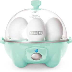 DASH Rapid Egg Cooker: 6 Egg Capacity Electric Egg Cooker for Hard Boiled Eggs, Poached Eggs, Scrambled Eggs, or Omelets with Auto Shut Off Feature - Aqua, 5.5 Inch (DEC005AQ)