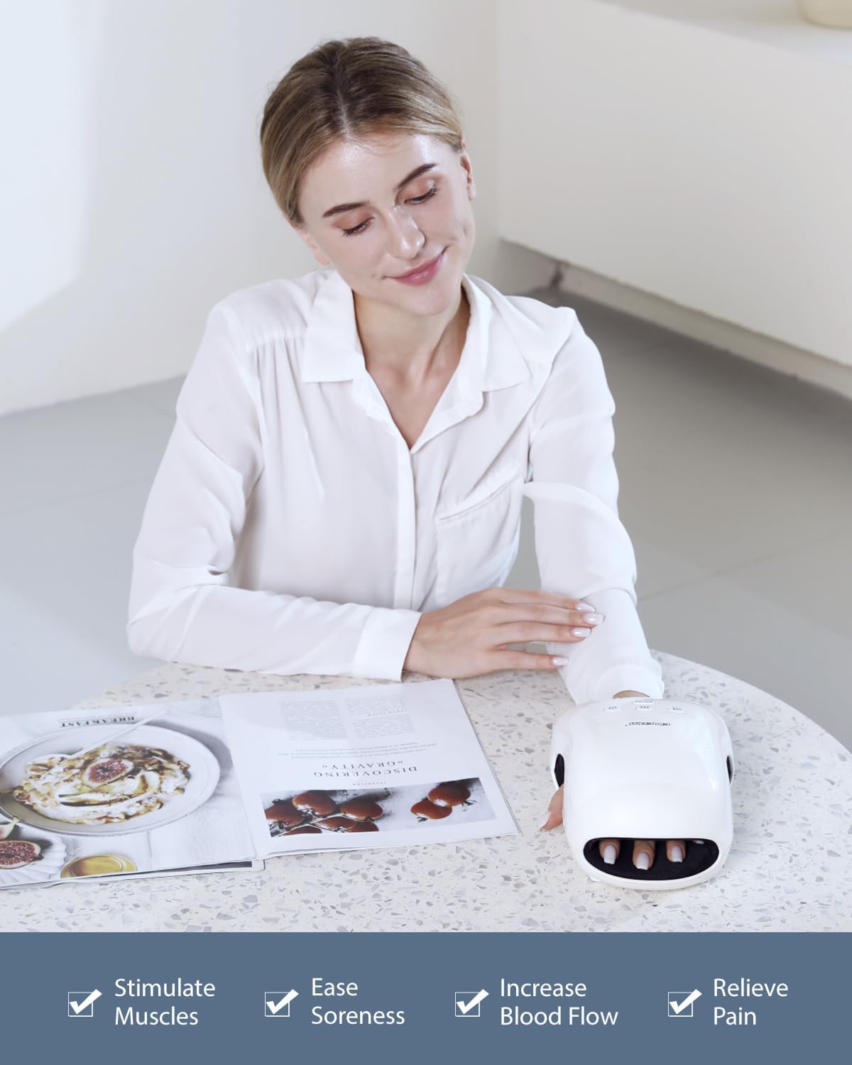 CINCOM Hand Massager - Cordless Hand Massager with Heat and Compression for Arthritis and Carpal Tunnel, Gifts for Women(White) - Image 3