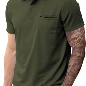 Lexiart Mens Athletic Golf Polo Shirts - Short Sleeve Workout Polos Quick Dry T-Shirt