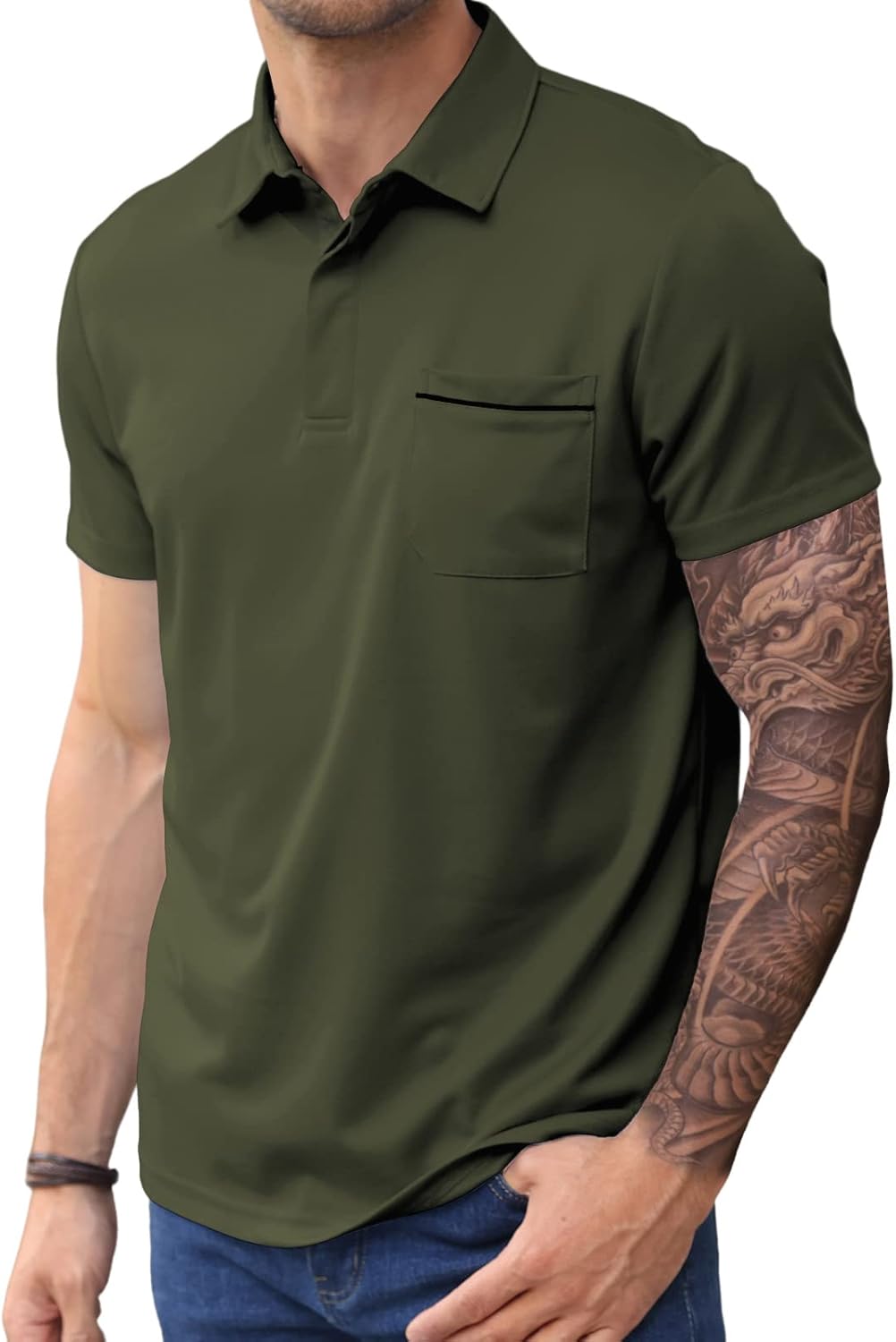 Lexiart Mens Athletic Golf Polo Shirts - Short Sleeve Workout Polos Quick Dry T-Shirt