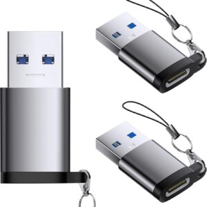 USB C Female to USB Male Adapter 3 Pack, OTG Converter, Type C to USB A Charger Cable Converter Compatible for Apple Watch iPhone 16 15 14 13 AirPods 3 MacBook Samsung S24 Nintendo Switch Car