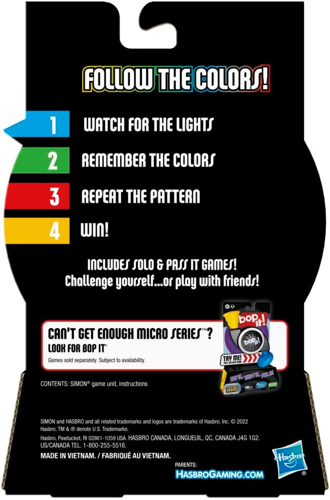 Hasbro Gaming Simon Micro Series Electronic Game for 1 or More Players, Classic Simon Gameplay in a Compact Size, Fun Party Game for Kids Ages 8+ - Image 7