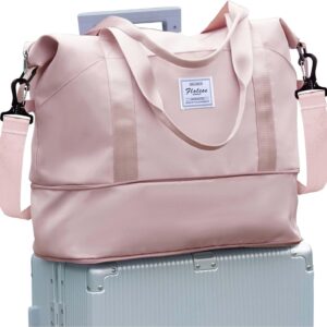 Travel Duffel Bag, Sports Tote Gym Bag, Shoulder Weekender Overnight Bag for Women