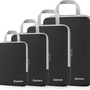 Gonex Compression Packing Cubes, 3pcs/4pcs Expandable Storage Travel Luggage Bags Organizers