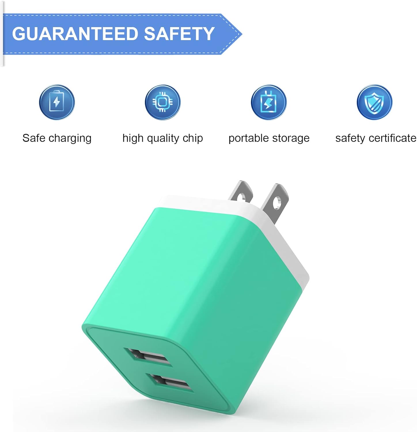 6Pack USB Wall Charger, iGENJUN 2.4A Dual USB Port Cube Power Plug Adapter Fast Phone Charger Block Charging Box Brick for iPhone 17/17 Pro/17 Pro Max/16, Samsung Galaxy, Pixel, LG, Android-Colorful - Image 3