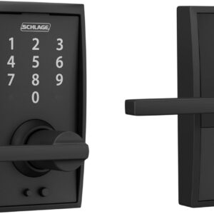 Schlage FE695 CEN 622 LAT Touch Century Lock with Latitude Lever, Electronic Keyless Entry Lock, Matte Black