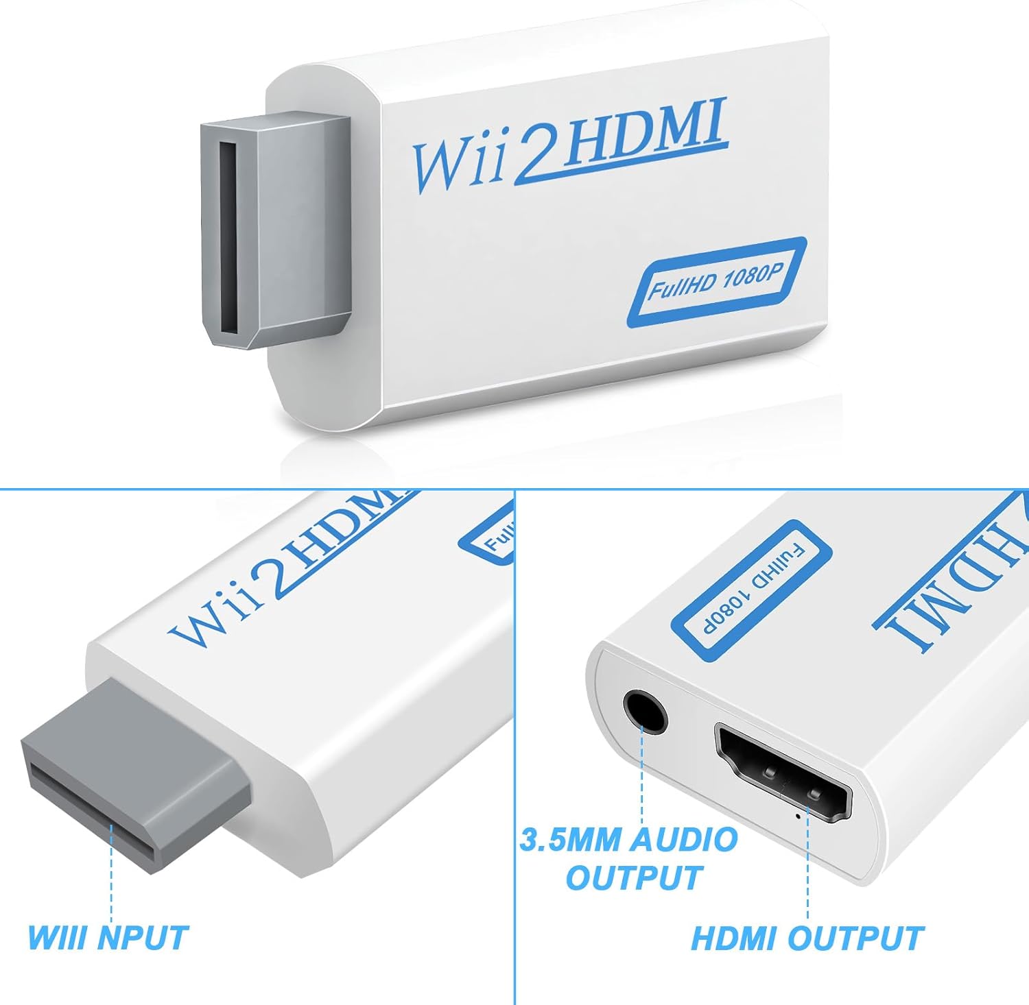 Herfair Wii to HDMI Adapter, 1080P Wii HDMI Adapter, Wii2HDMI Converter for Nintendo Wii/Wii U, Supports All Display Modes with 3.5mm Audio Jack Connector to HDTV Smart TV - Image 6
