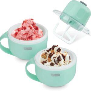 DASH My Mug Ice Cream Maker Machine (Aqua): Multi-Purpose Soft Serve Ice Cream Machine with (2) Bowls for Homemade Gelato, Sorbet, Frozen Yogurt, Built-In Ingredient Chute, Easy to Clean and Store