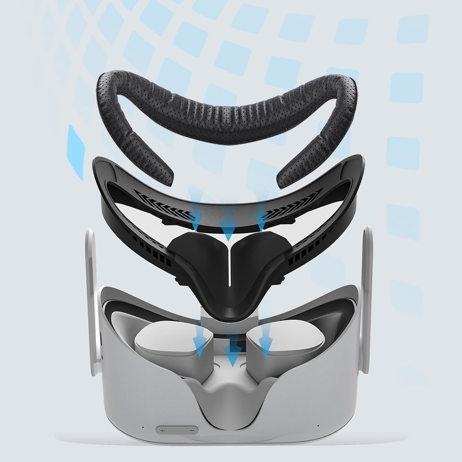 VR Facial Interface & Face Pad for Oculus Quest 2, VR Face Cover Cushion Replacement Compatible with Quest 2,Breathable Holes Leather Protective VR Accessories - Image 6