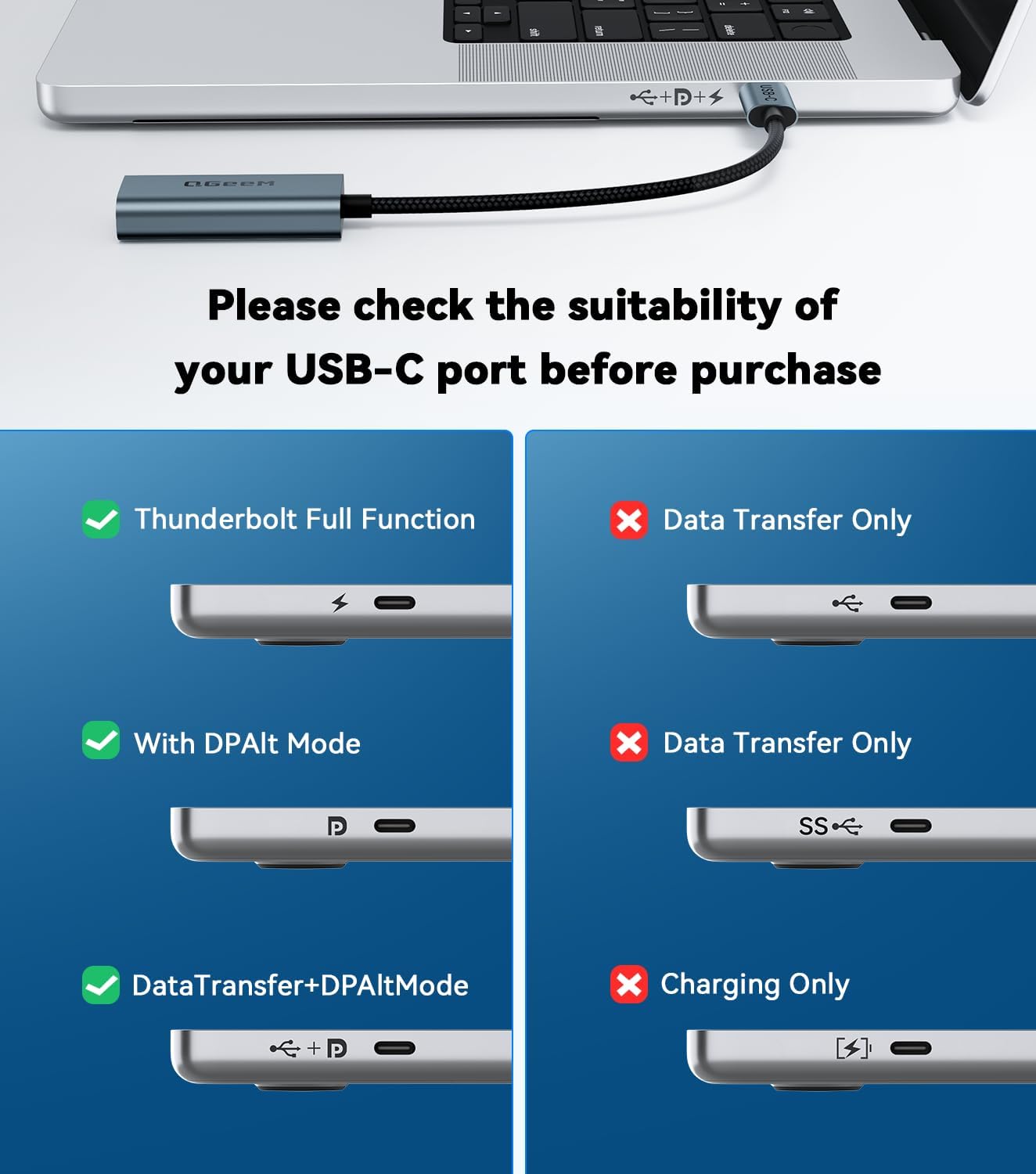 QGeeM USB C to HDMI Adapter 4K@60Hz,Type-C Thunderbolt 3/4 to HDMI Adapter Converter,Compatible for MacBook Pro,iPhone16 Max Plus,iPad Air,XPS,Galaxy S24Ultra,iMac Mini Etc. - Image 4