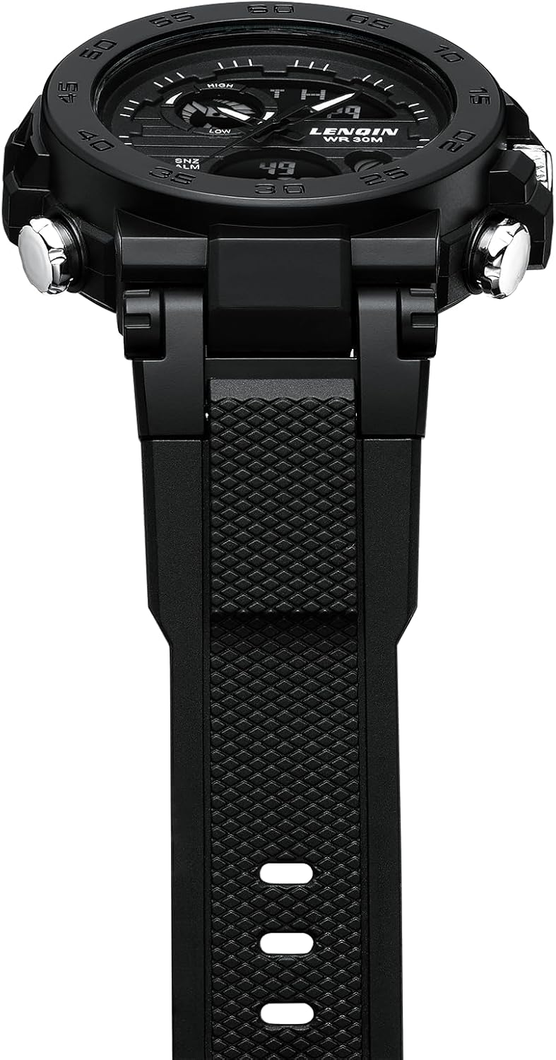 LN LENQIN Mens Watches Digital Military Watch for Men Stopwatch Army Survival Tactical Sports Outdoor Big Face Waterproof Men's Wrist Watches with LED Backlight/Timer/Alarm/Date - Image 5