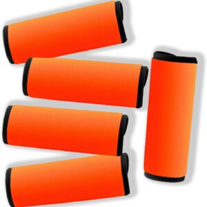 Neoprene Luggage Handle Wrap 5pcs Pack Neon Luggage Tags/Identifiers Bright Luggage Markers Airport Travel Accessories for Luggage/Suitcase Fluorescent Orange