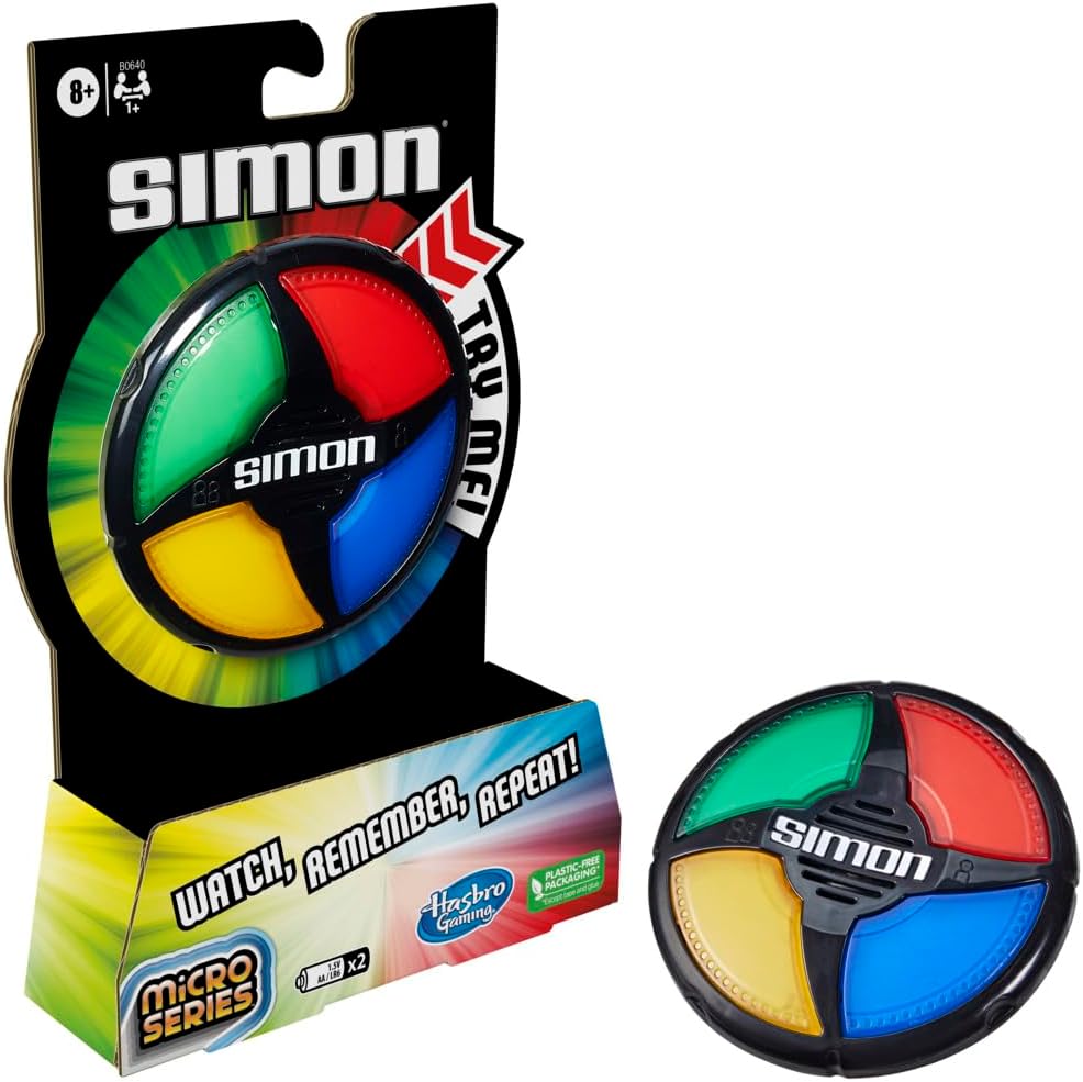 Hasbro Gaming Simon Micro Series Electronic Game for 1 or More Players, Classic Simon Gameplay in a Compact Size, Fun Party Game for Kids Ages 8+
