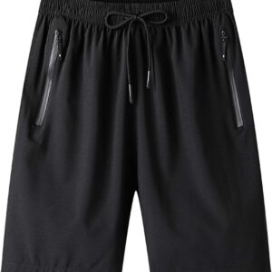 Mens Gym Workout Shorts Quick Dry Lightweight Athletic Shorts for Training Running with Zipper Pockets