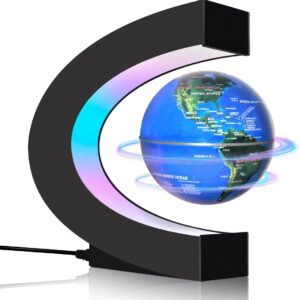 Magnetic Levitating Floating Globe with LED Lights, Cool Gadgets C Frame Globe Lamp for Men Father Husbands Boys Girls and Kids, Cool Tech Gift for Office Home Bookshelf Desk Decor